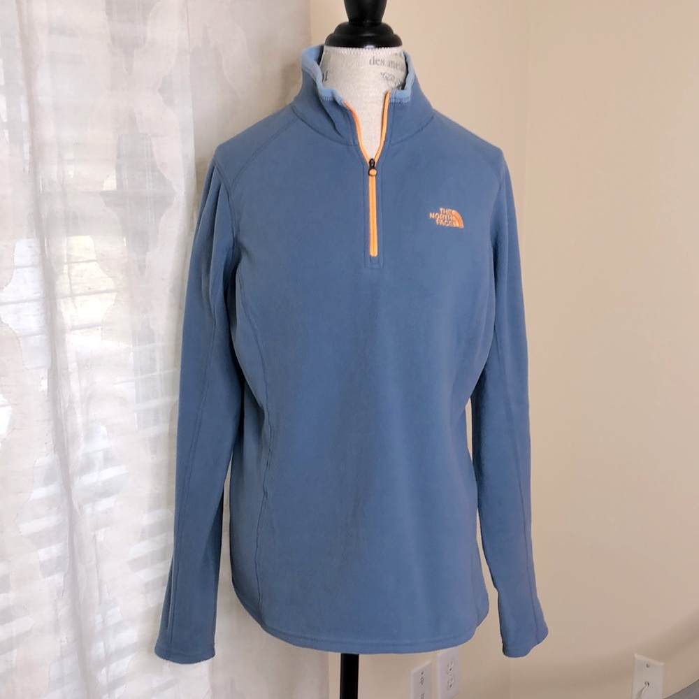The North Face Fleece Pullover With Zipper Light Blue